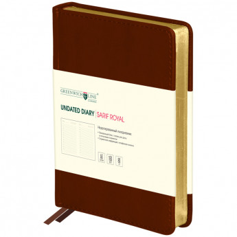 Ежедневник недатированный, A6, 160л., кожзам, GreenwichLine "Sarif Royal", коричневый, золотой срез