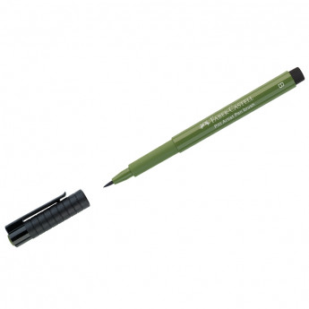 Ручка капиллярная Faber-Castell 'Pitt Artist Pen Brush' цвет 174 хром зеленый непрозрачный, кистевая, 10 шт/в уп