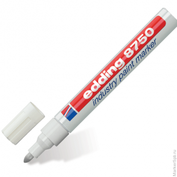 Маркер-краска лаковый (paint marker) EDDING '8750', БЕЛЫЙ, 2-4 мм, круглый наконечник, алюминиевый корпус, E-8750/49