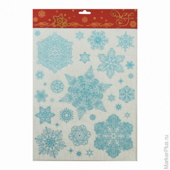 Украшение для окон и стекла декоративное "Снежинки голубые 1", 30х38 см, ПВХ, 31242