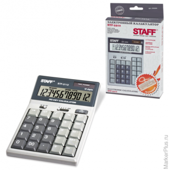 Калькулятор STAFF настольный STF-3112, 12 разрядов, двойное питание, компьютерные клавиши, 175х107мм