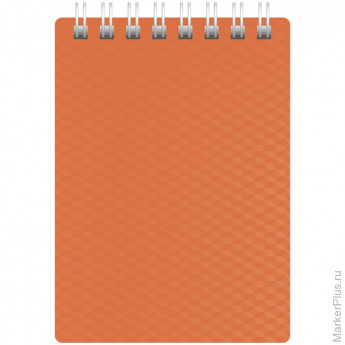 Блокнот А7 80л. на гребне "Diamond Neon -Оранжевый", пластиковая обложка