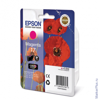 Картридж струйный EPSON (C13T17034A10) Expression Home XP-103/207/203, пурпурный, оригинальный