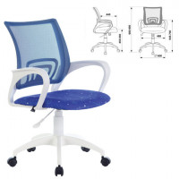Кресло BRABIX 'Fly MG-396W', с подлокотниками, пластик белый, сетка, темно-синее с рисунком 'Space', 532405, MG-396W_532405