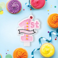 Свеча-цифра для торта "1 годик", розовая, 9,5 см, ЗОЛОТАЯ СКАЗКА, в блистере, 591444 Свеча-цифра для торта "1 годик", розовая, 9,5 см, ЗОЛОТАЯ СКАЗКА, в блистере, 591444