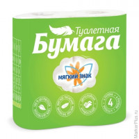 Бумага туалетная бытовая, спайка 4 шт., 2-х слойная (4х16,25 м), МЯГКИЙ ЗНАК, белая, С73, ассорти, комплект 4 шт