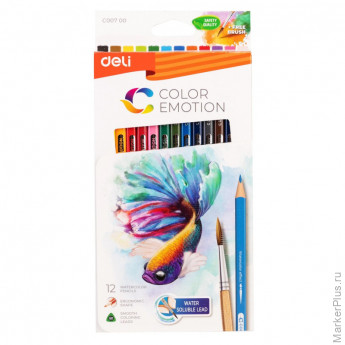 Карандаши акварельные Deli Color Emotion липа 12 цв/наб EC00700
