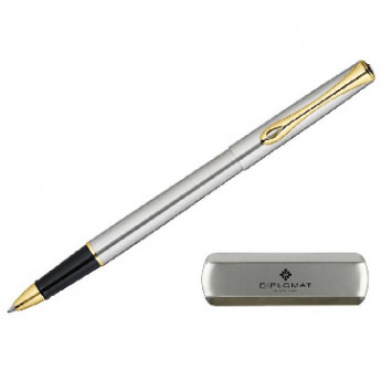 Роллер DIPLOMAT Traveller stainless steel gold синий D20000651