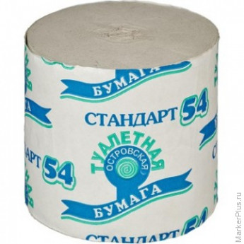 Бумага туалетная 1-сл.ОСТРОВСКАЯ б/втулки сер 50м,24рул/уп.