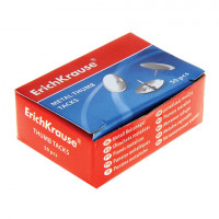 Кнопки канцелярские ERICH KRAUSE металлические, никелированные, 10мм, 50 штук в картонной коробке, 7851, комплект 50 шт