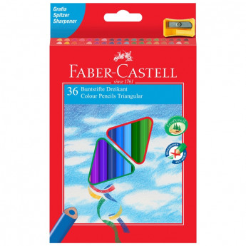 Карандаши цветные Faber-Castell 36цв., трехгран., заточен., картон, европодвес, с точилкой