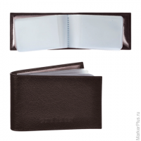 Визитница карманная BEFLER "Грейд" на 40 визитных карт, натуральная кожа, тиснение, коричневая, K.5.