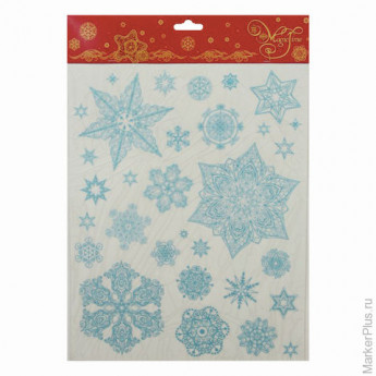 Украшение для окон и стекла декоративное "Снежинки голубые 4", 30х38 см, ПВХ, 31245