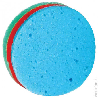 Мочалка губка, цветной поролон слоями, 11 г (высота 4 х диаметр 11 см), "Круг Радуга", TIAMO "Origin