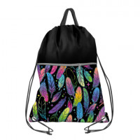 Мешок для обуви BRAUBERG с ручкой, карман на молнии, сетка, 51х41 см, "Feathers", 271057