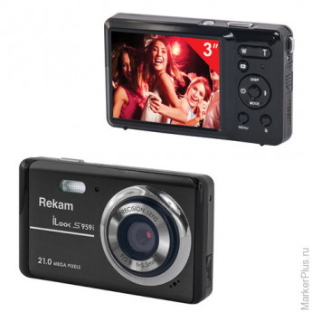 Фотоаппарат компактный REKAM iLook S959i, 21 Мп, 4x zoom, 3" ЖК-монитор, HD, черный, 1108005131