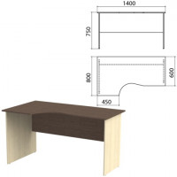 Стол письменный эргономичный "Канц", 1400х800х750 мм, левый, цвет венге/дуб молочный (КОМПЛЕКТ) Стол письменный эргономичный "Канц", 1400х800х750 мм, левый, цвет венге/дуб молочный (КОМПЛЕКТ)