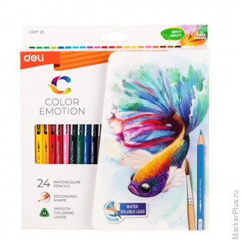 Карандаши акварельные Deli Color Emotion липа 24 цв/наб EC00720 Карандаши акварельные Deli Color Emotion липа 24 цв/наб EC00720