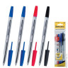Ручки шариковые BRAUBERG, набор 4 шт., "Line", корпус прозрачный, 1,0 мм, европодвес, 2 синие, черная, красная, 141100