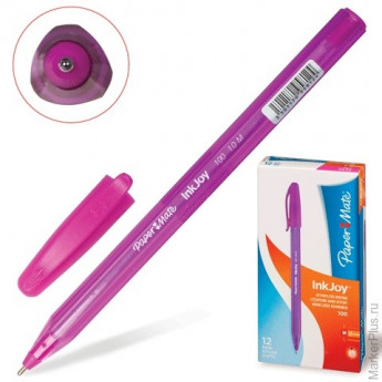 Ручка шариковая PAPER MATE "InkJoy 100 Cap", корпус розовый, толщина письма 1 мм, розовая, S0977320