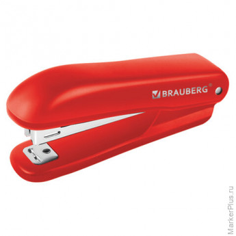 Степлер №10 BRAUBERG "SX-19", до 12 листов, с антистеплером, красный, 228589