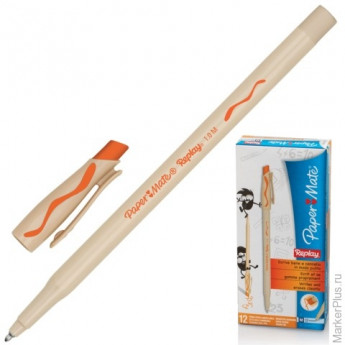 Ручка 'Пиши-стирай' шариковая PAPER MATE 'Replay', корпус бежевый, 1 мм, оранжевая, S0851461