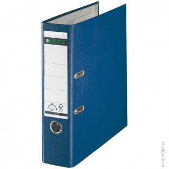 Папка-регистратор Leitz 180°, 80мм, картонная с полипропиленовой пленкой, синяя
