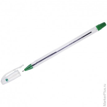 Ручка шариковая Crown 'Oil Jell' зеленая, 0,7мм, штрих-код, 12 шт/в уп