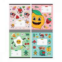 Тетрадь 18л., клетка BG "Веселые стикеры", 70г/м2, выборочный лак