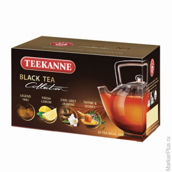 Чай TEEKANNE (Тикане) "Black tea collection", черный, ассорти 4 вкуса, 20 пакетиков, 45621