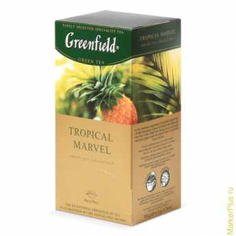 Чай GREENFIELD (Гринфилд) "Tropical Marvel" ("Чудо тропиков"), зеленый с ананасом, 25 пакетиков по 2