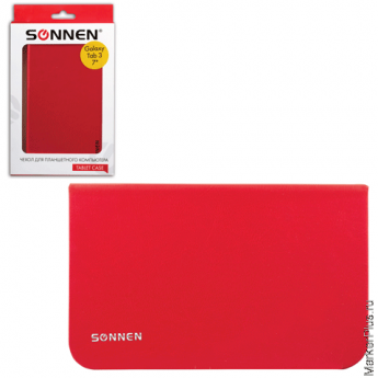 Чехол-обложка для планшетного ПК Samsung Galaxy Tab 3 7" SONNEN, кожзаменитель, красный, 352942