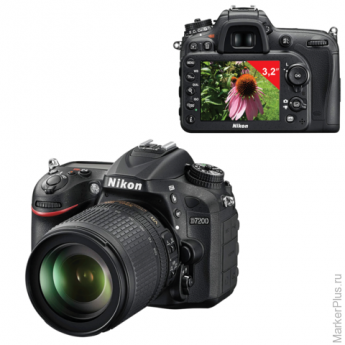 Фотоаппарат зеркальный NIKON D7200 18-105 мм VR, 24,7 Мп, 3,2" ЖК-монитор, Full HD, Wi-Fi, черный, VBA450K001