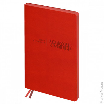 Ежедневник недатированный, А6+, 136л., мягкий переплет, кожзам, BG "Waltz. Scarlet red", цветной срез Ежедневник недатированный, А6+, 136л., мягкий переплет, кожзам, BG "Waltz. Scarlet red", цветной срез