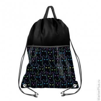 Мешок для обуви BRAUBERG с ручкой, карман на молнии, сетка, 51х41 см, "Cats", 271059