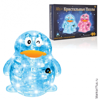 Игрушка развивающая 3D Crystal Puzzle "Пингвин", светильник, XL, 62 элемента, цвет ассорти, HJ050741