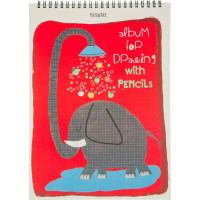 Альбом для рисования Kroyter А4 40л спир,бл.100г, Elefant,диз.в асс.64430