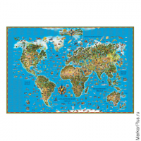 Карта настенная для детей "Мир", размер 116х79 см, ламинированная, 450