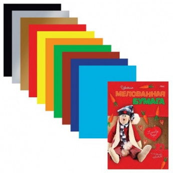 Цветная бумага, А4, мелованная, 10 листов, 10 цветов, HATBER, 'Lovely Toys', 195х280 мм, 10Бц4м 08751, N106884