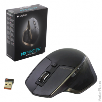 Мышь беспроводная LOGITECH MX Master, 5 кнопок + 2 колеса-кнопки, лазерная, черно-коричневая, 910-004362