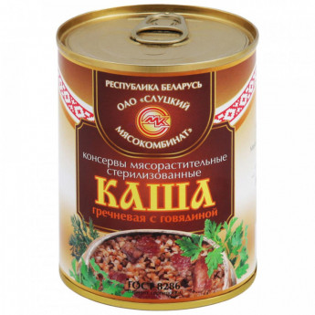Каша Мясные консервы Слуцкий мясокомбинат гречневая с говядиной, 340г
