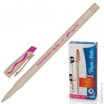 Ручка "Пиши-стирай" шариковая PAPER MATE "Replay", корпус бежевый, 1 мм, розовая, S0851441