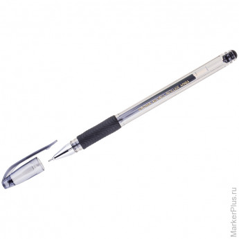 Ручка гелевая Crown 'Hi-Jell Needle Grip' черная, 0,7мм, грип, игольчатый стержень, штрих-код, 5 шт/в уп