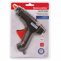 Клеевой пистолет 60 Вт для стержня 11 мм, с выключателем BRAUBERG, в блистере, 671053