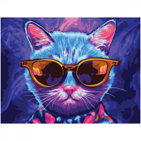 Картина по номерам на картоне ТРИ СОВЫ 'Диджитал кот', 30*40, с акриловыми красками и кистями