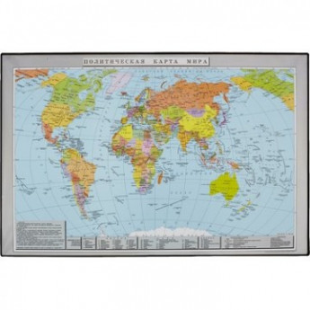 Коврик на стол Attache 38x58см Политическая карта мира черный 2129.1