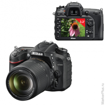 Фотоаппарат зеркальный NIKON D7200 18-140 мм VR, 24,7 Мп, 3,2" ЖК-монитор, Full HD, Wi-Fi, черный, VBA450KR01