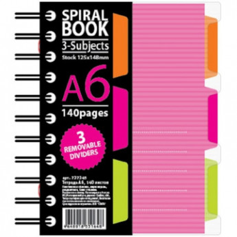 Бизнес-тетрадь 140л,кл,А6,SPIRAL BOOK Розовый,евроспир,обл.пласт,разд.84117