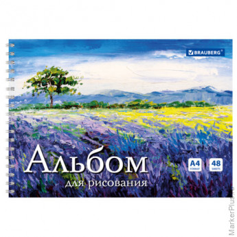 Альбом для рисования, А4, 48 л., гребень, обложка картон, BRAUBERG, 205х290 мм, "Летний пейзаж" (2 вида), 106328 Альбом для рисования, А4, 48 л., гребень, обложка картон, BRAUBERG, 205х290 мм, "Летний пейзаж" (2 вида), 106328