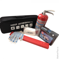 Автомобильный набор универсальный: аптечка, огнетушитель ОП-2, трос усиленный, аварийный знак, сумка